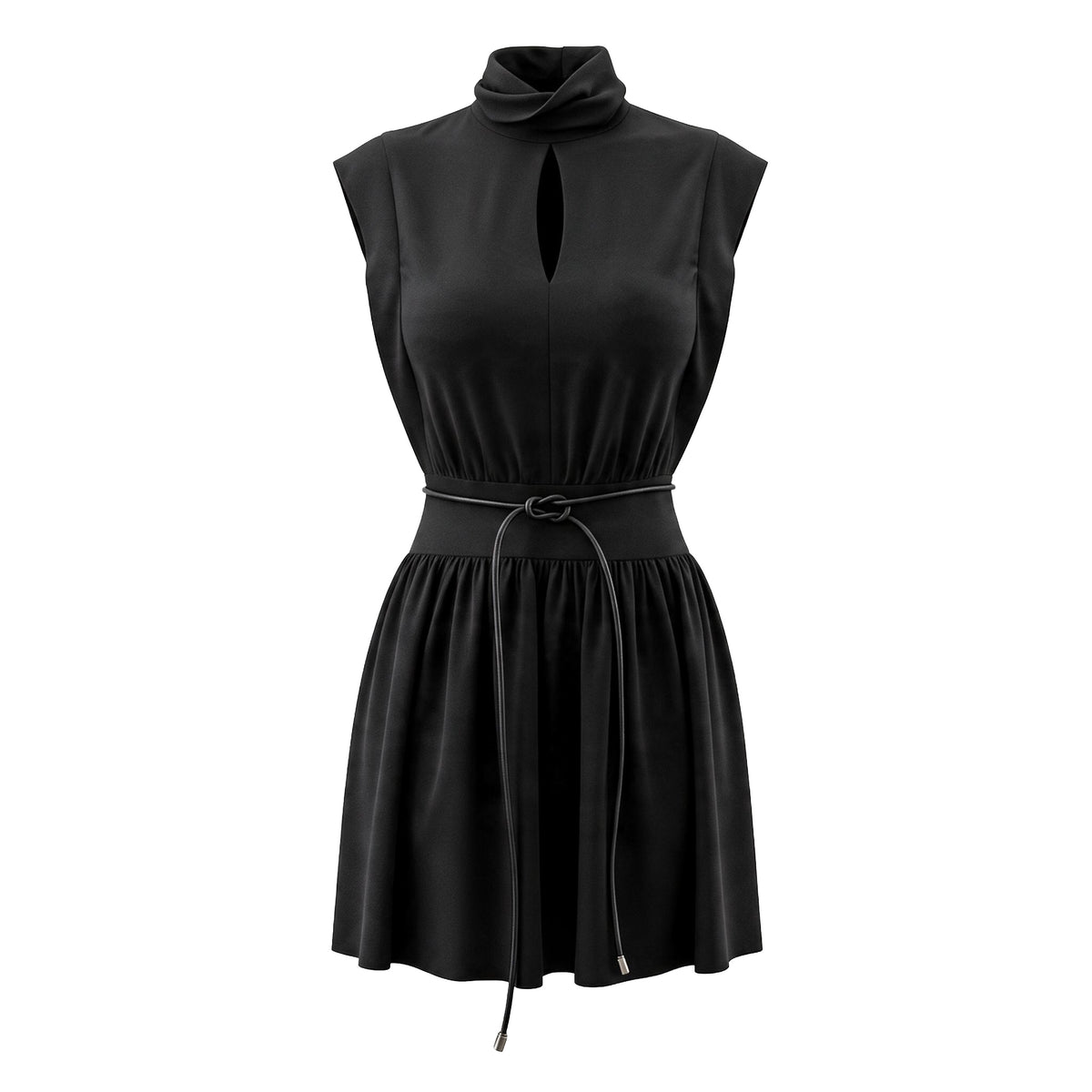 ZIMMERMANN BLACK ROLL COLLAR MINI DRESS - SIZE OP