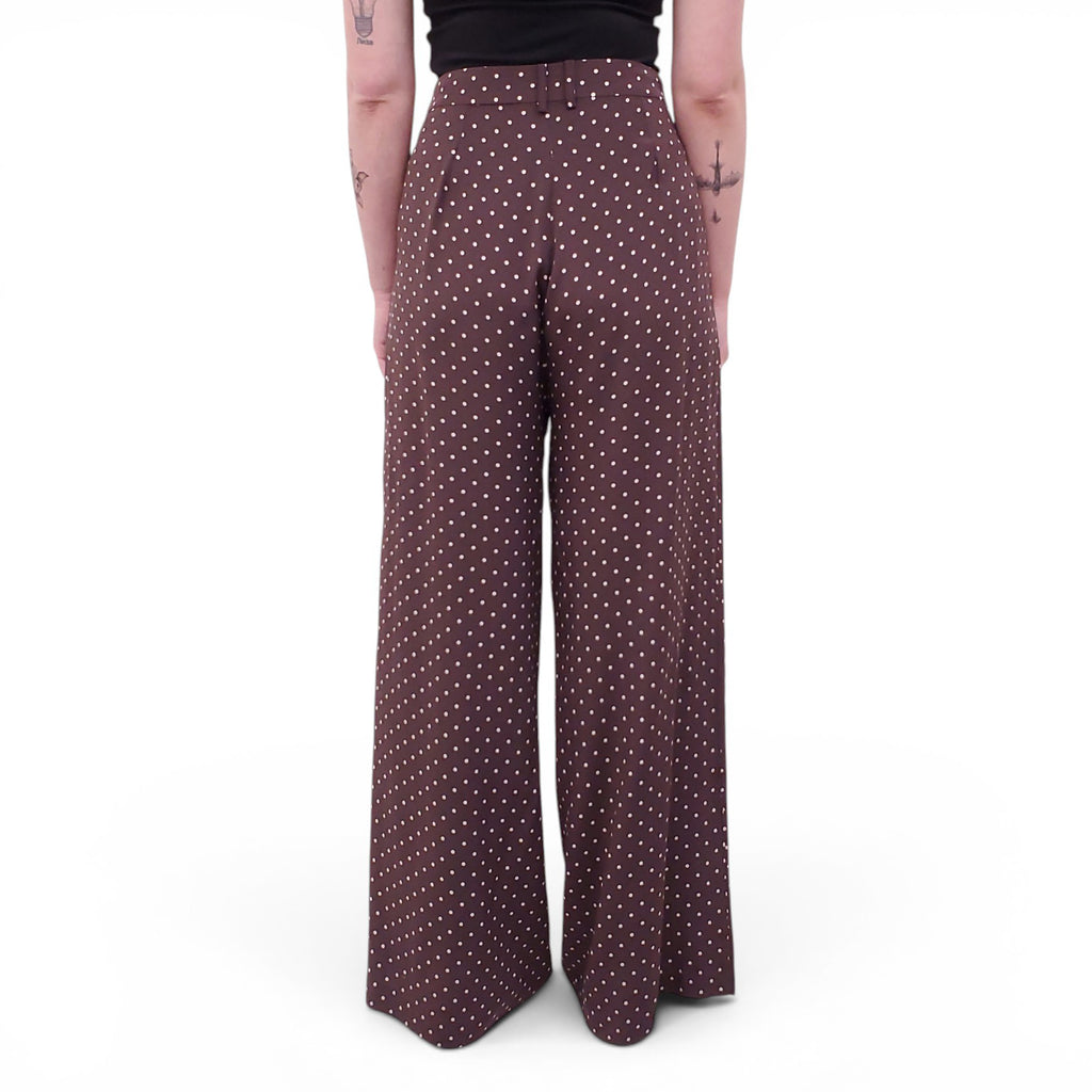 ZIMMERMANN BURGUNDY POLKA DOT PANTS - SIZE 1 (US 6)