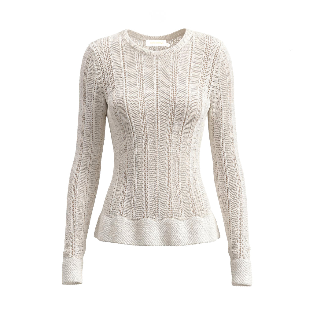 ZIMMERMANN CREAM CROCHET-KNIT SWEATER - SIZE 0 (US 4)