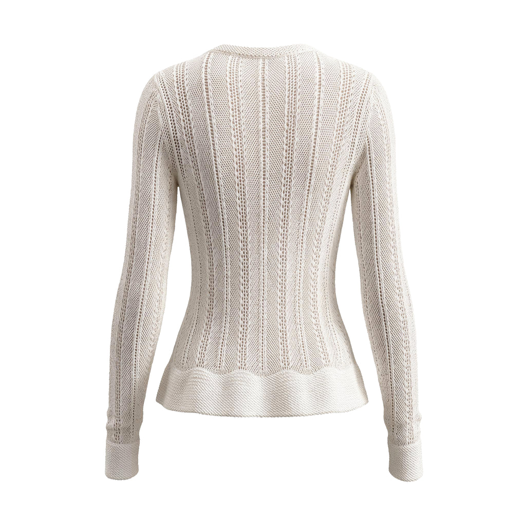 ZIMMERMANN CREAM CROCHET-KNIT SWEATER - SIZE 0 (US 4)