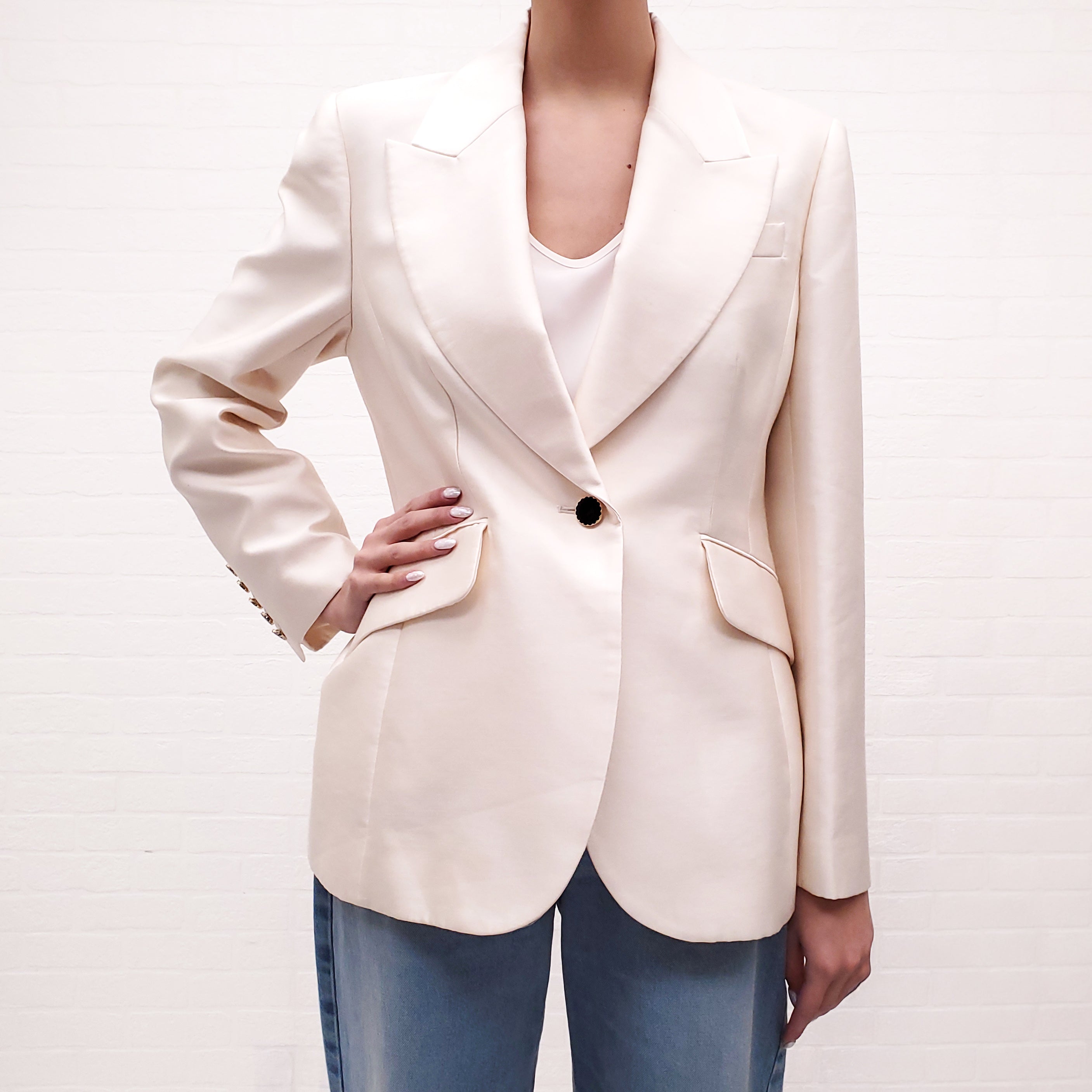 ZIMMERMANN CREAM TUXEDO BLAZER - SIZE 2 (SIZE US 8)