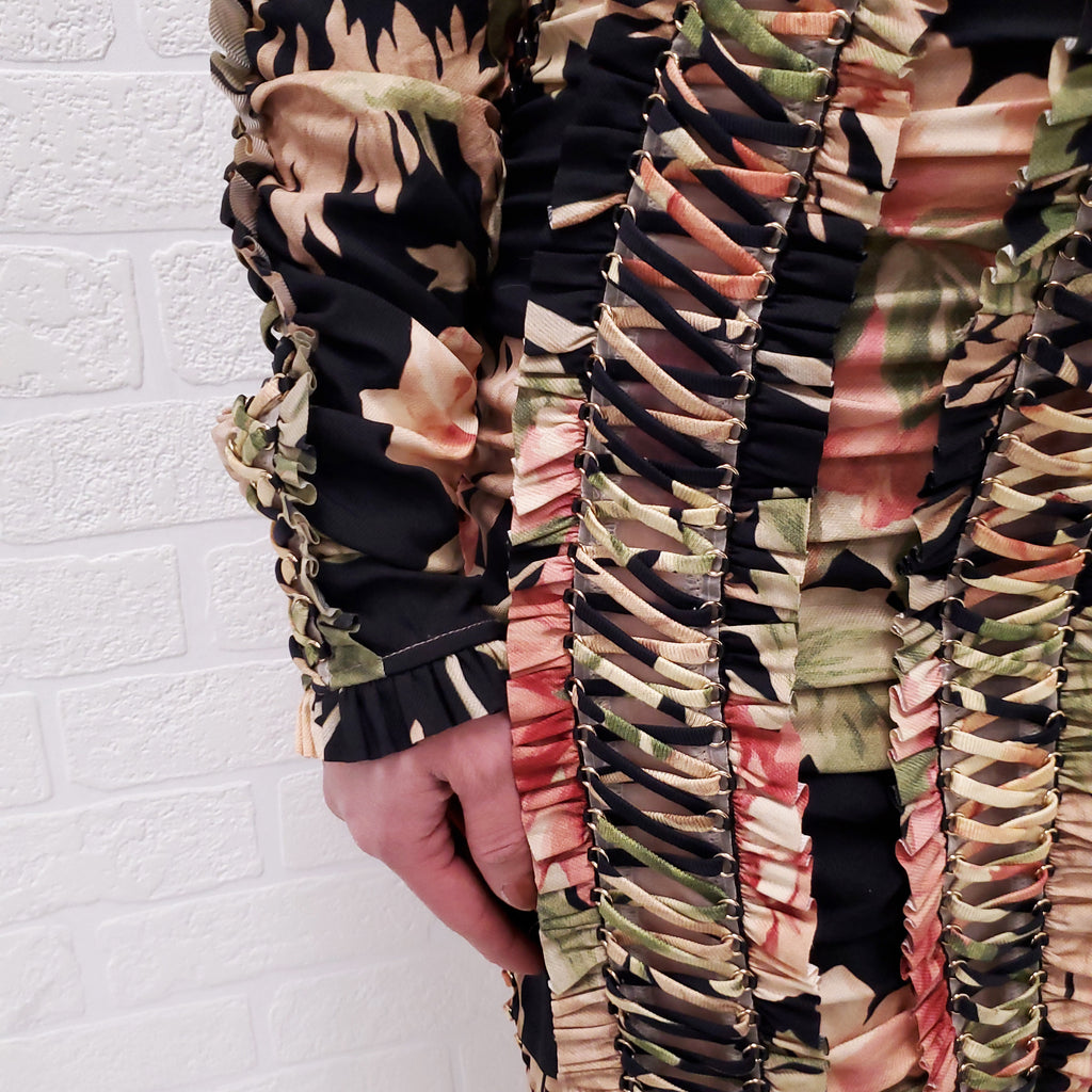 ZIMMERMANN RUNWAY ESPIONAGE LACE UP PENCIL DRESS - SIZE 0/XS