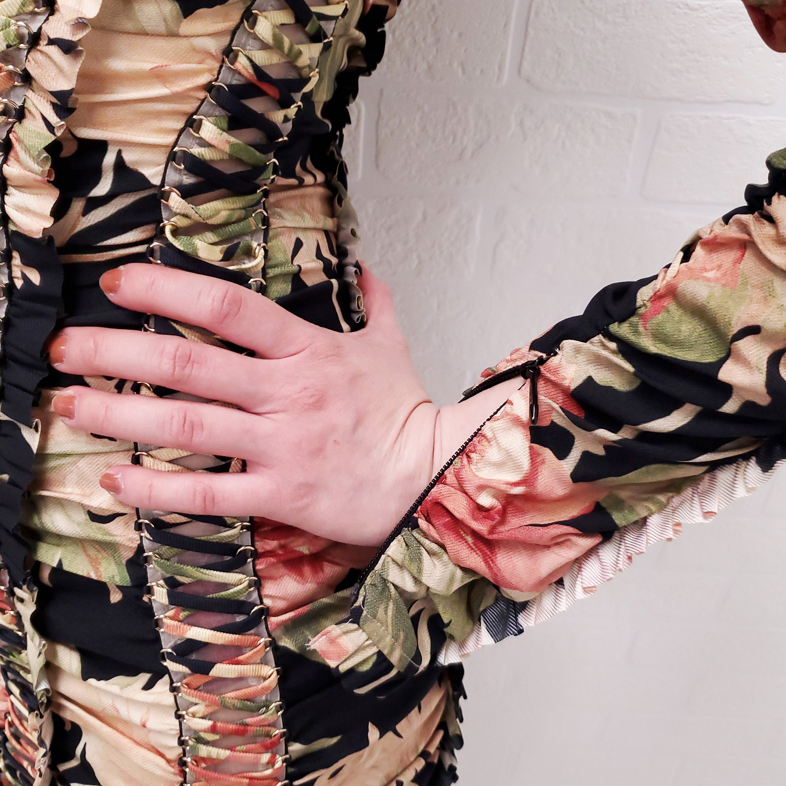 ZIMMERMANN RUNWAY ESPIONAGE LACE UP PENCIL DRESS - SIZE 0/XS