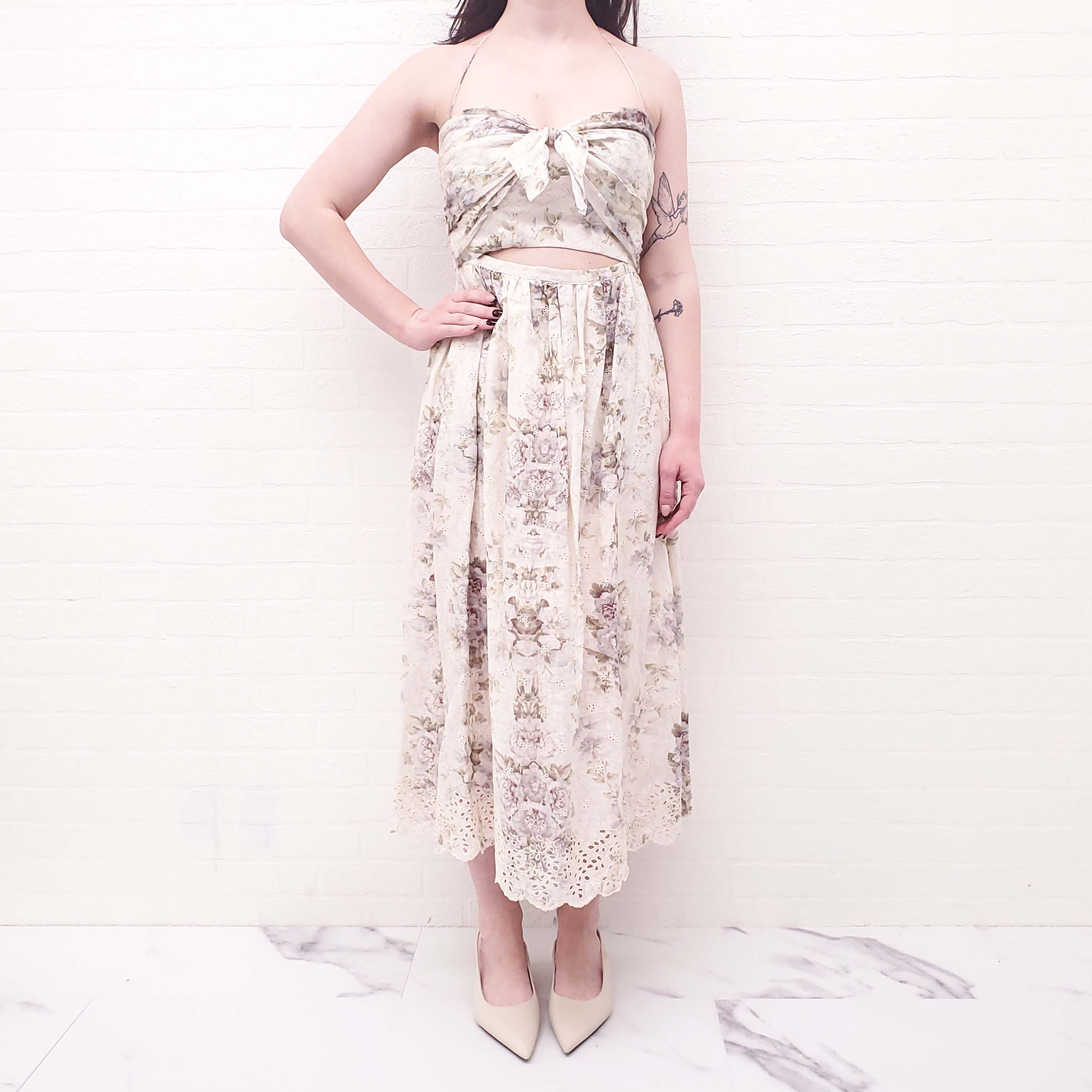 ZIMMERMANN FLORAL DRESS WITH CUTOUT DETAIL - SIZE 2