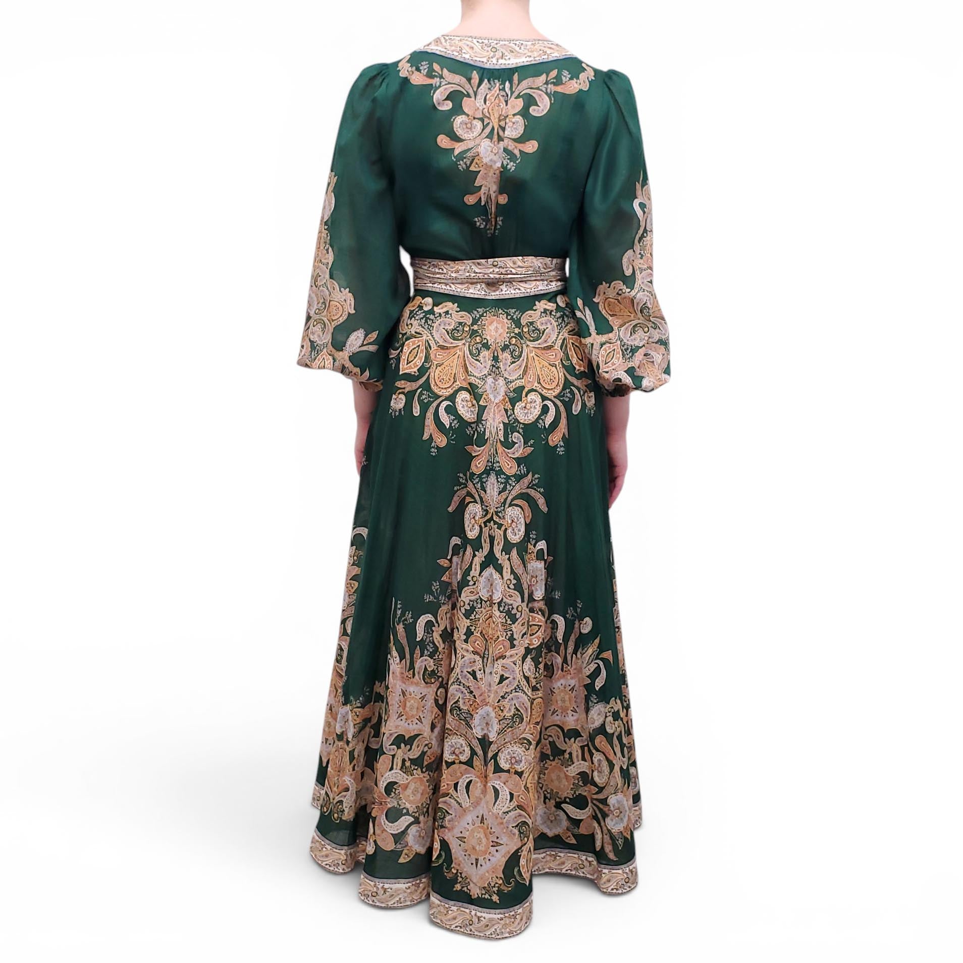 zimmermann green paisley dress Zimmermann Green Paisley Silk Midi Dress