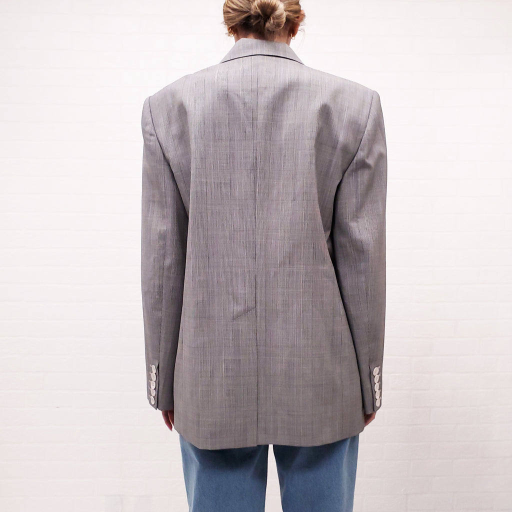 ZIMMERMANN GREY CHECKED OVERSIZED BLAZER - SIZE 3 (SIZE US 10)