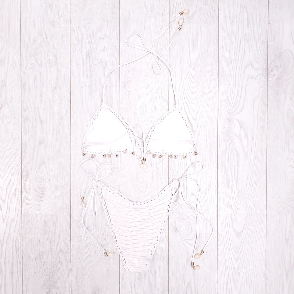 ZIMMERMANN IVORY LOLA CROCHET TWO PIECE SWIMSUIT - SIZE 2/M