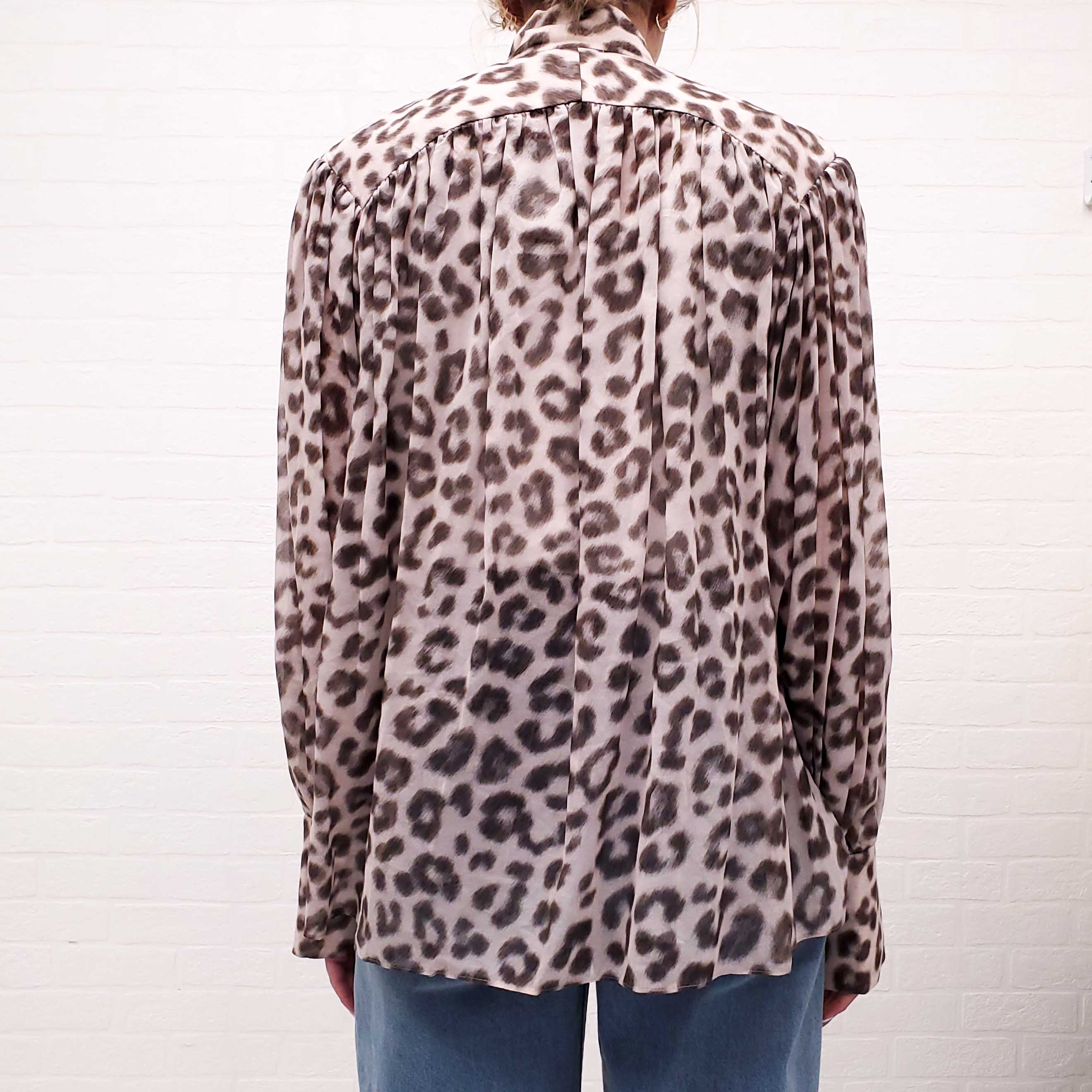 ZIMMERMANN LEOPARD OVERSIZED BLOUSE WITH PEARL BUTTONS - SIZE 1 (SIZE US 6)
