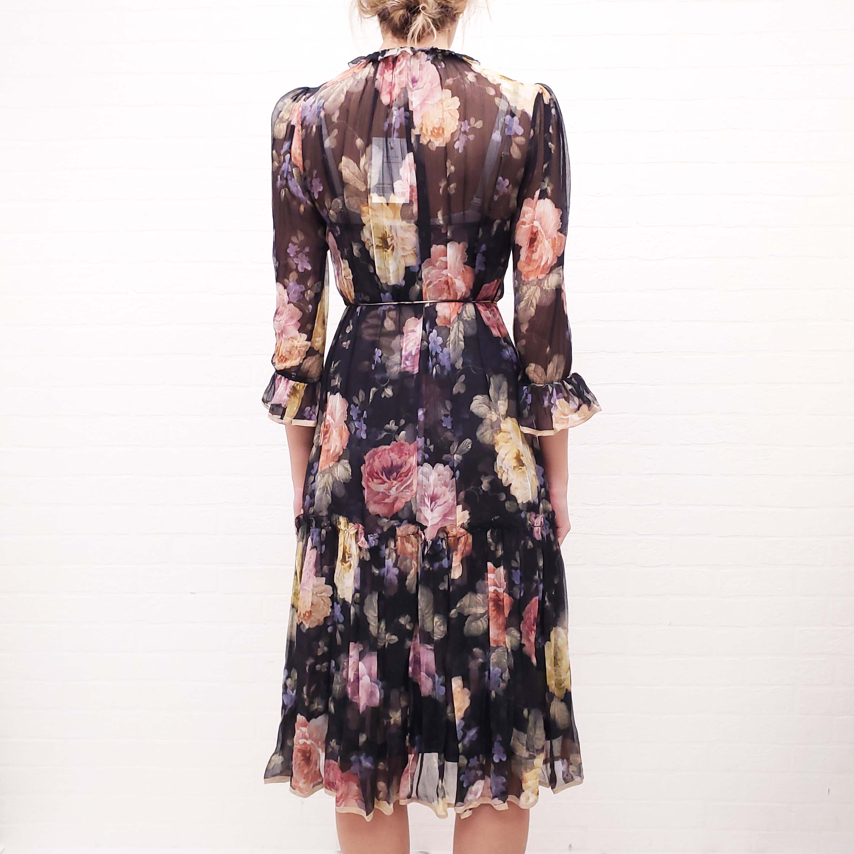 ZIMMERMANN LUMINOSITY SILK DRESS IN FLORAL PRINT - SIZE 0P (SIZE US 2)