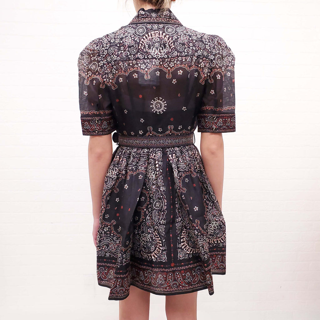 ZIMMERMANN MATCHMAKER BELTED PAISLEY-PRINT LINEN AND SILK DRESS - SIZE 1 (SIZE US 6)