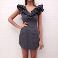 ZIMMERMANN NAVY POLKA DOT RUFFLE DRESS - SIZE 0/XS