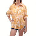 ZIMMERMANN ORANGE PATTERNED BUTTON UP SHIRT - SIZE 1/S