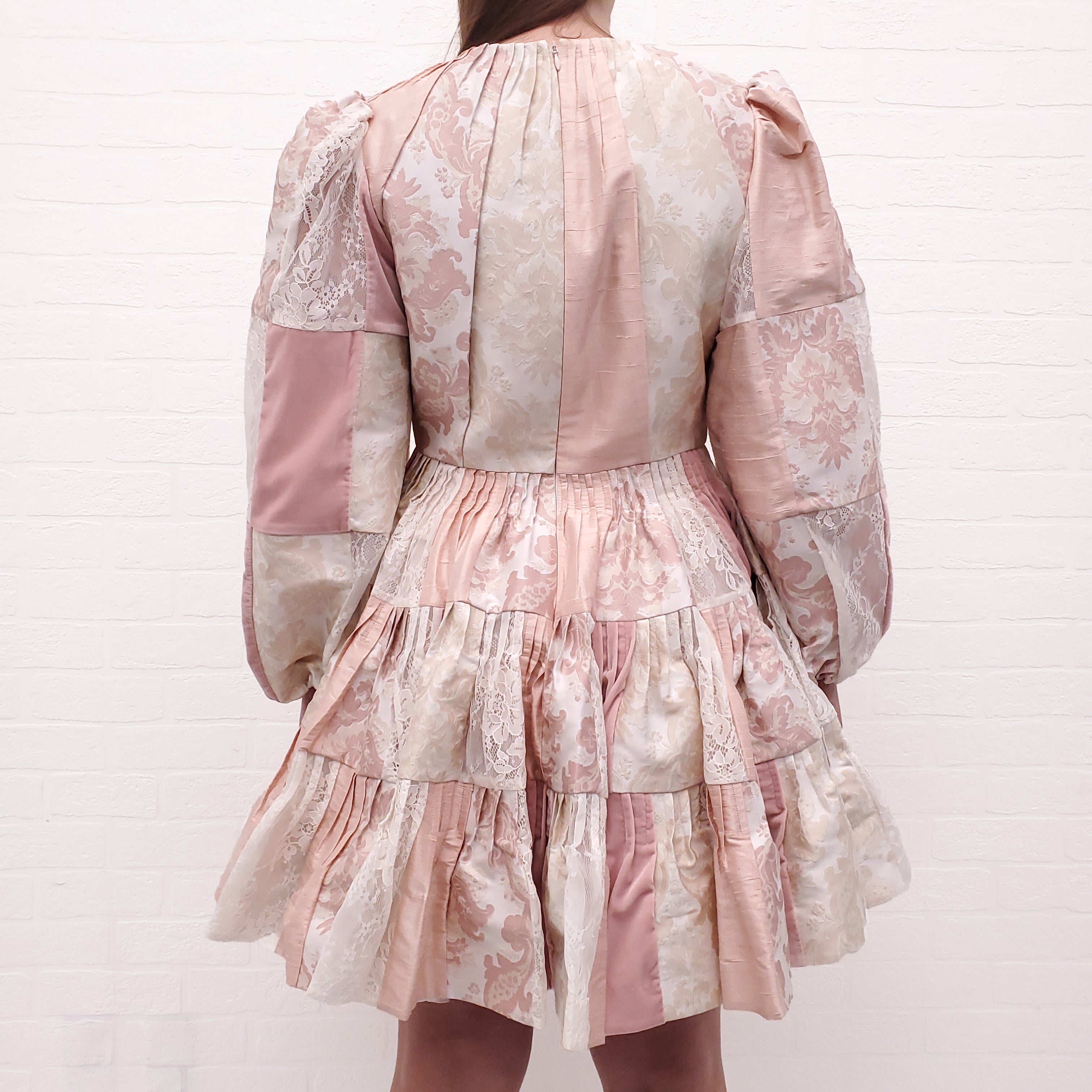 ZIMMERMANN PINK AND CREAM PATCHWORK DRESS - SIZE 3/L