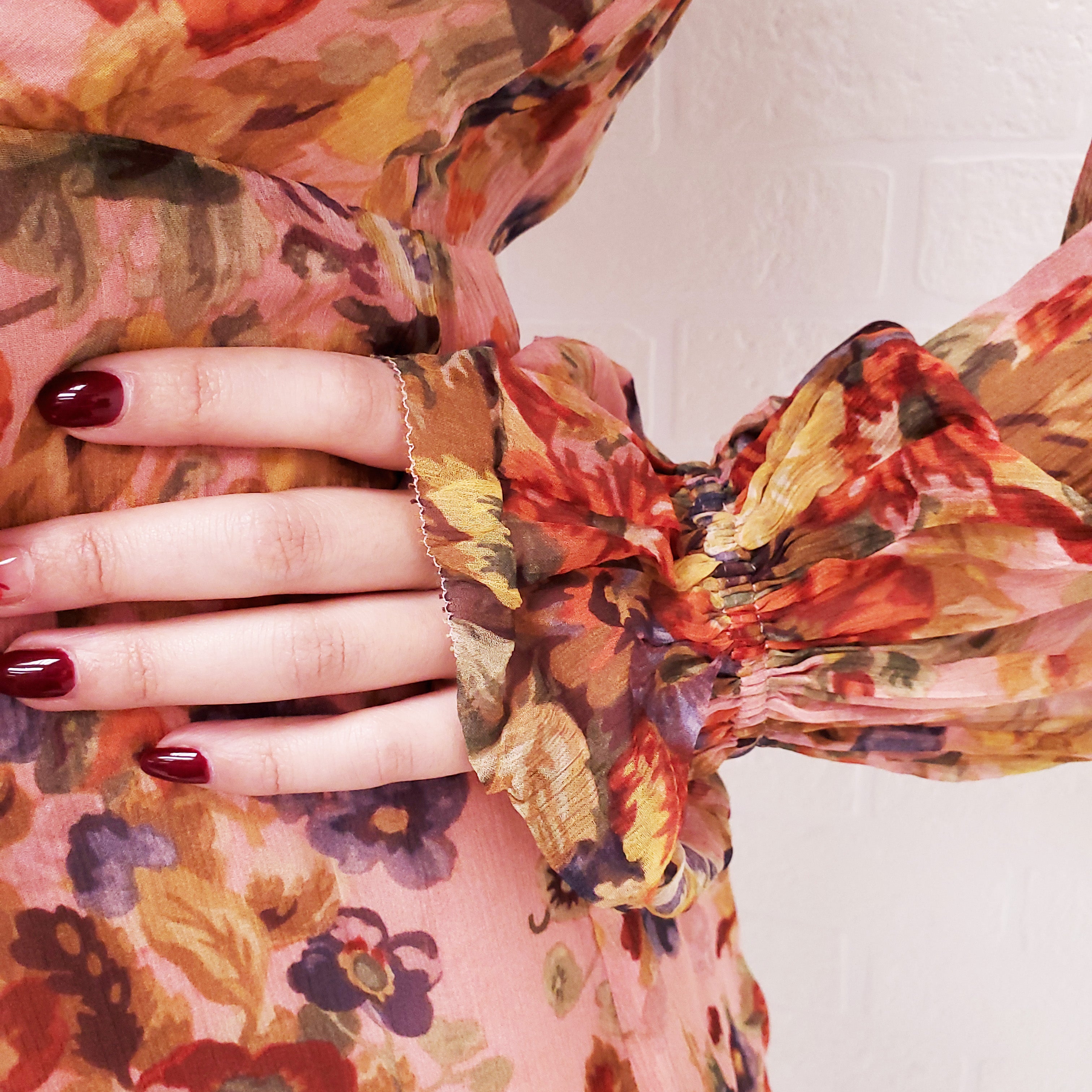 ZIMMERMANN PINK FLORAL LONG SLEEVE ROMPER - SIZE 0/XS