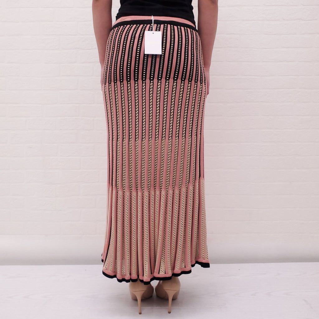 ZIMMERMANN PINK KNIT STRIPE SKIRT - SIZE 0/XS