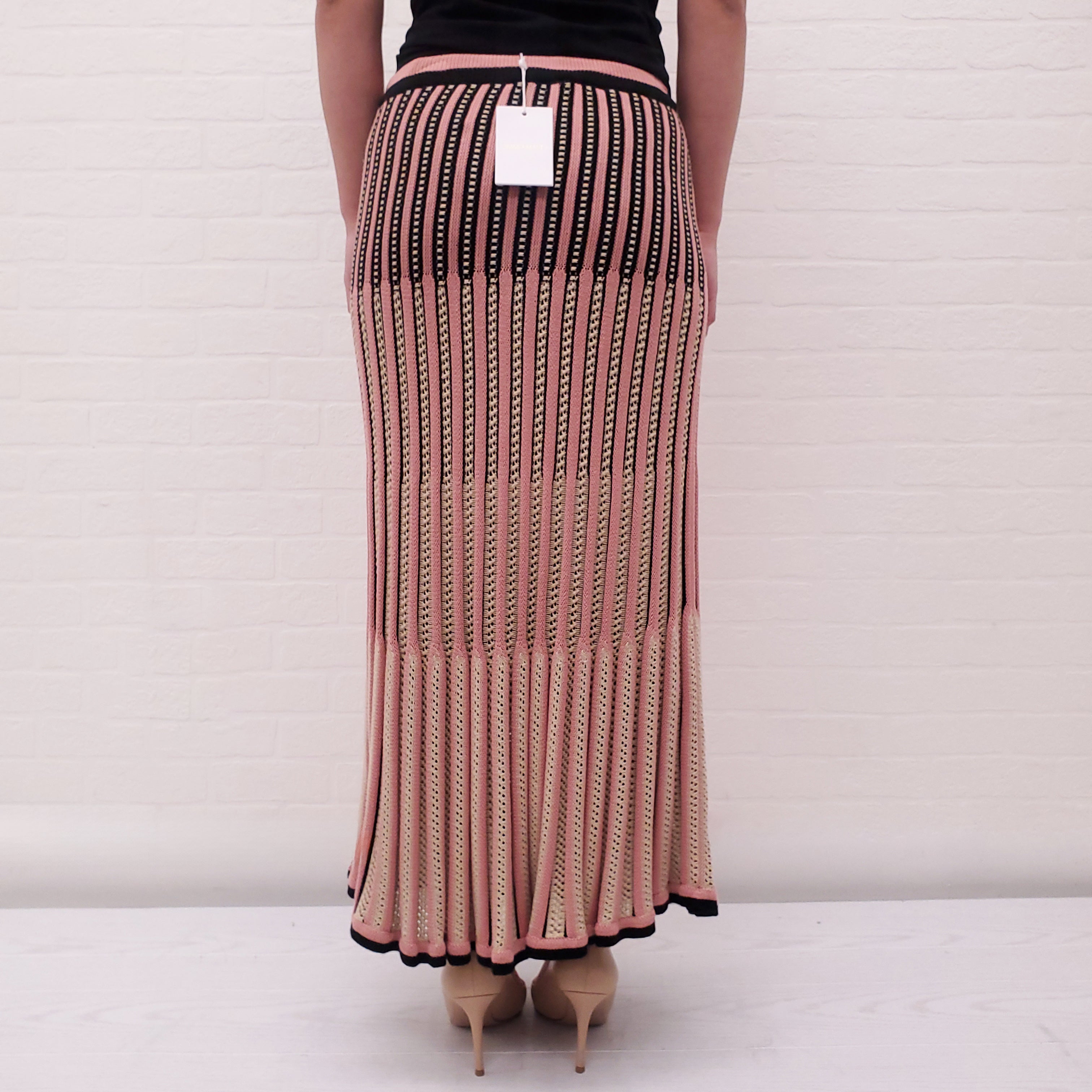 ZIMMERMANN PINK KNIT STRIPE SKIRT - SIZE 0/XS