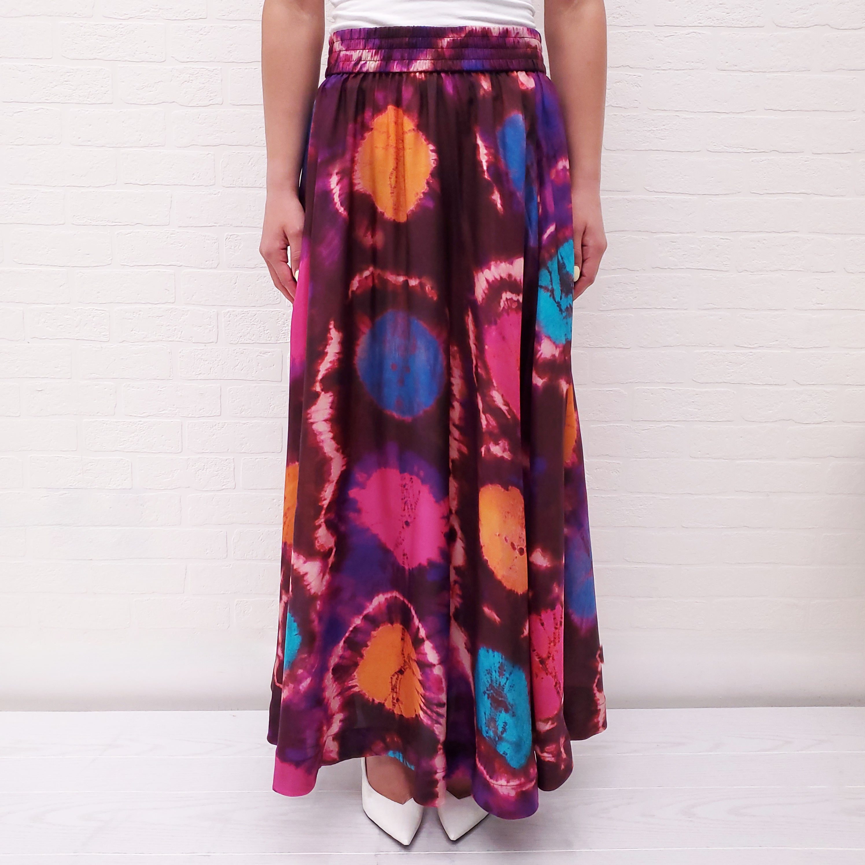 ZIMMERMANN SILK TIE DYE MAXI SKIRT - SIZE 0/XS