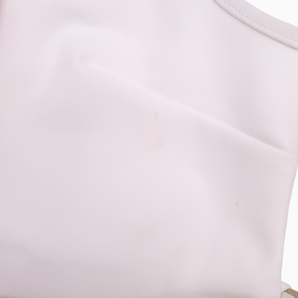 ZIMMERMANN WHITE 'JEANNIE' BELTED PLUNGE ONE-PIECE SWIMSUIT - SIZE 3 (US 10)