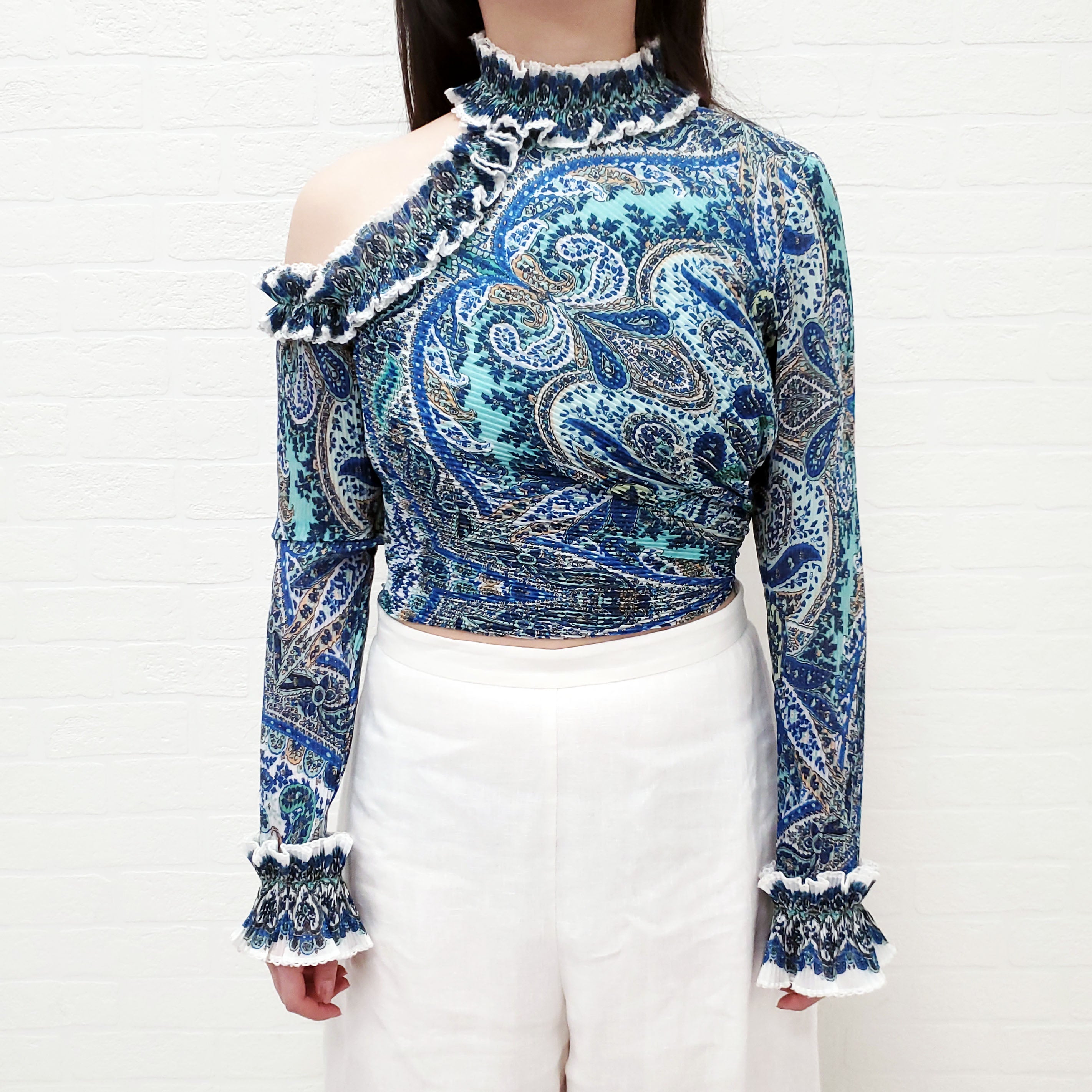 ZIMMERMANN 'MONCUR RUFFLE NECK BODICE TOP' - SIZE 3/L