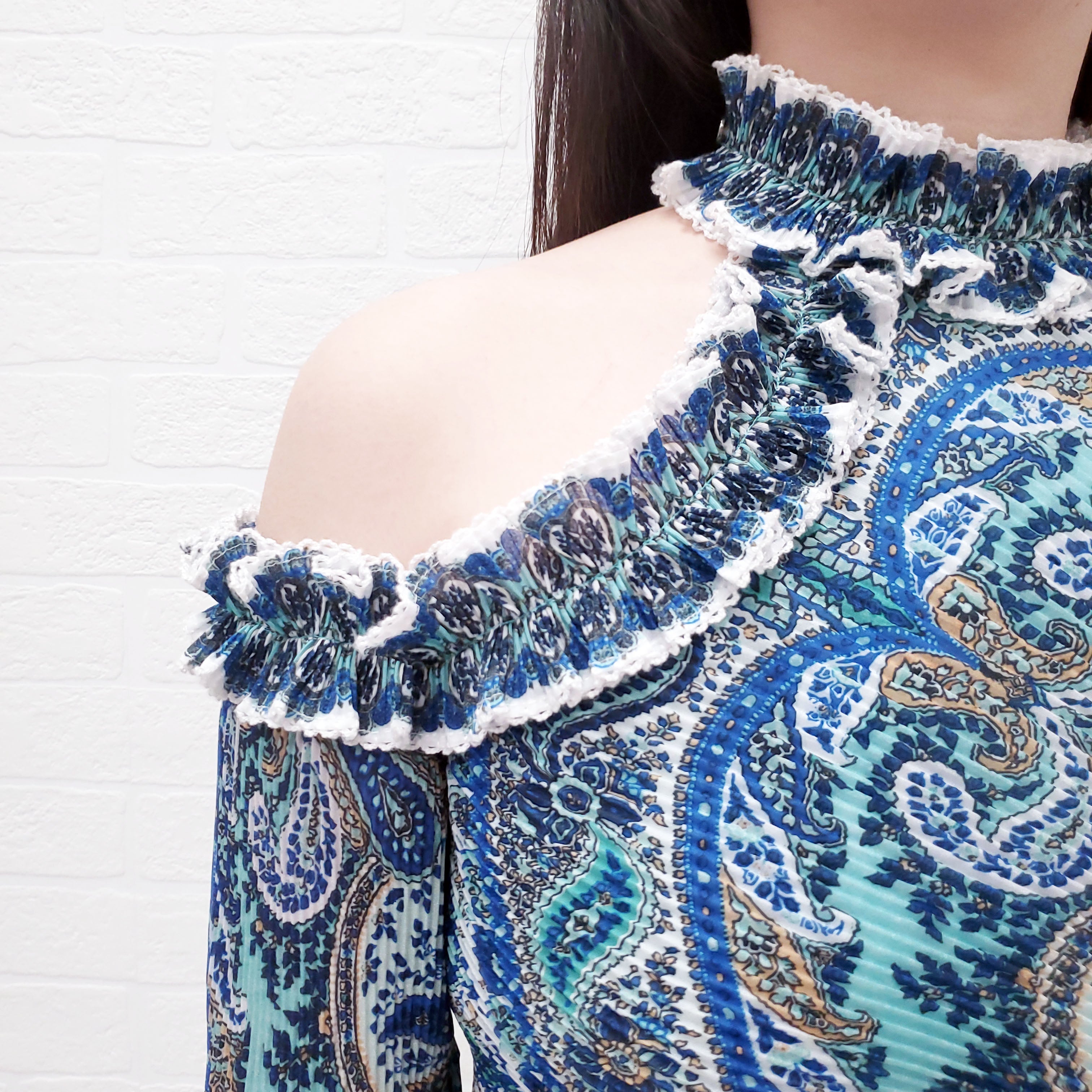 ZIMMERMANN 'MONCUR RUFFLE NECK BODICE TOP' - SIZE 3/L