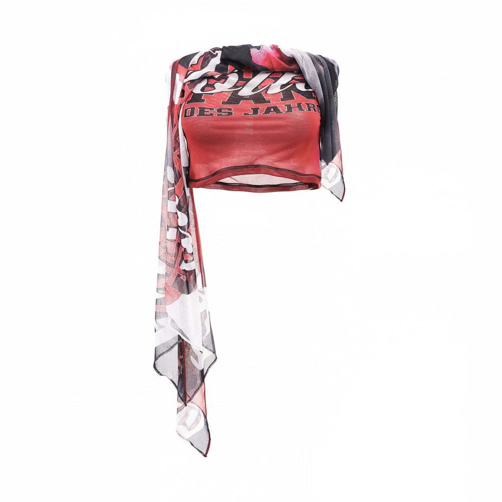 OTTOLINGER SOCCER PRINT MESH TUBE TOP - SIZE M