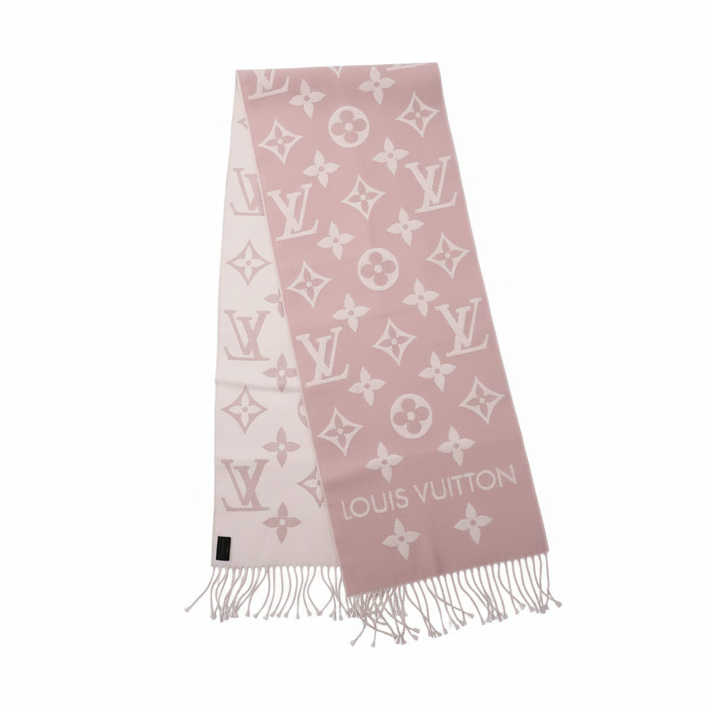 LOUIS VUITTON PINK AND WHITE LOGO SCARF