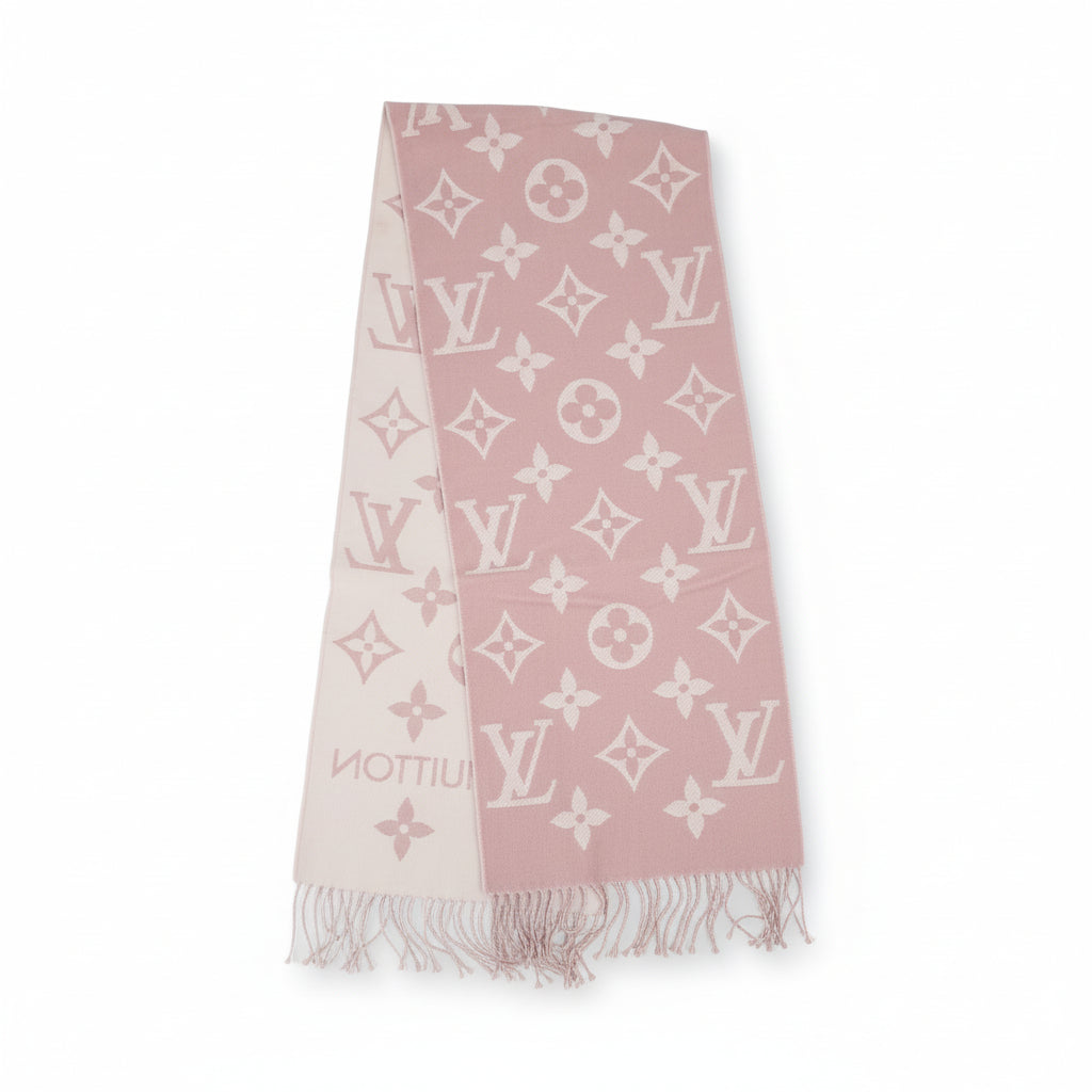 LOUIS VUITTON PINK AND WHITE LOGO SCARF