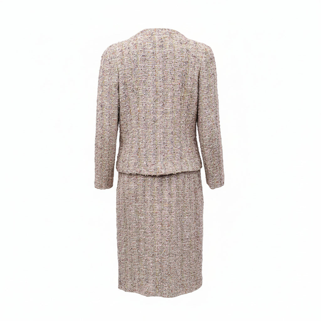 CHANEL MULTICOLOURED TWEED SHIMMER SKIRT SUIT - SIZE 40/42