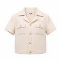 CELINE CREAM TWEED SHORT SLEEVE JACKET - SIZE 38