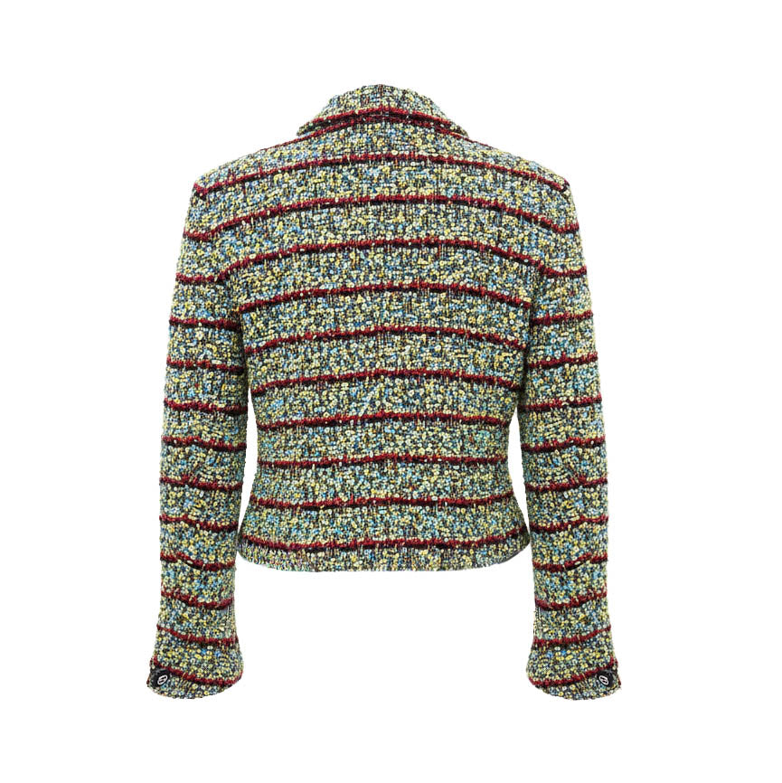 GUCCI COLOURFUL TWEED BLAZER WITH GG LOGO BUTTONS - SIZE 42