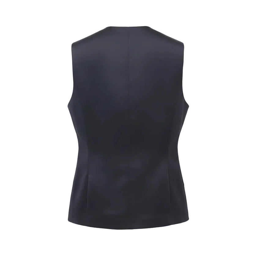 SMYTHE 3-PIECE BLACK SATIN SUIT WITH VEST, PANTS & JACKET - SIZE 12