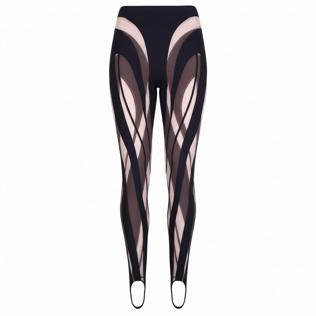 MUGLER BLACK NUDE LEGGINGS - SIZE 34