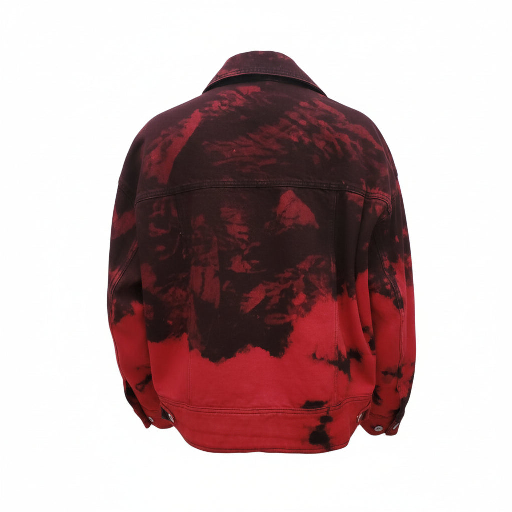 FENG CHEN WANG UNISEX RED TIE DYE DENIM JACKET - SIZE XS