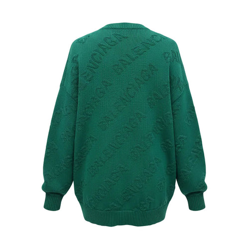 BALENCIAGA GREEN LOGO OVERSIZED SWEATER - SIZE XS UNISEX