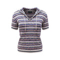 CHANEL MULTICOLOUR HOODED SHORT SLEEVE SWEATER - SIZE 34 (OVERSIZED)