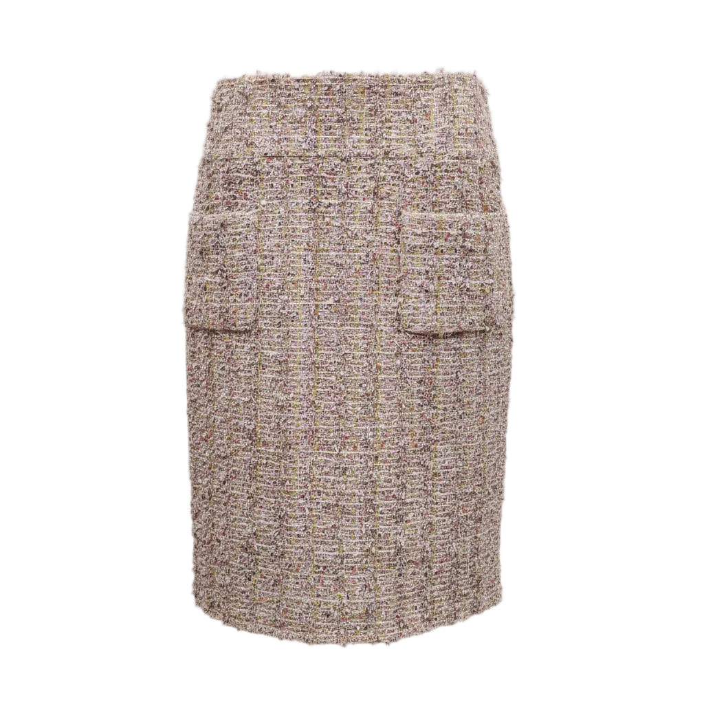 CHANEL MULTICOLOURED TWEED SHIMMER SKIRT SUIT - SIZE 40/42