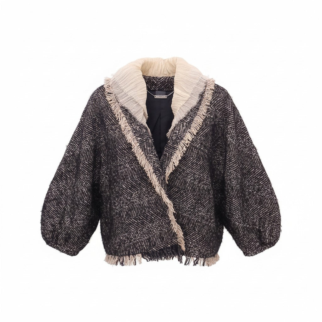 ALEXANDER MCQUEEN TWEED SUIT WITH FRINGE DETAIL - SIZE 44