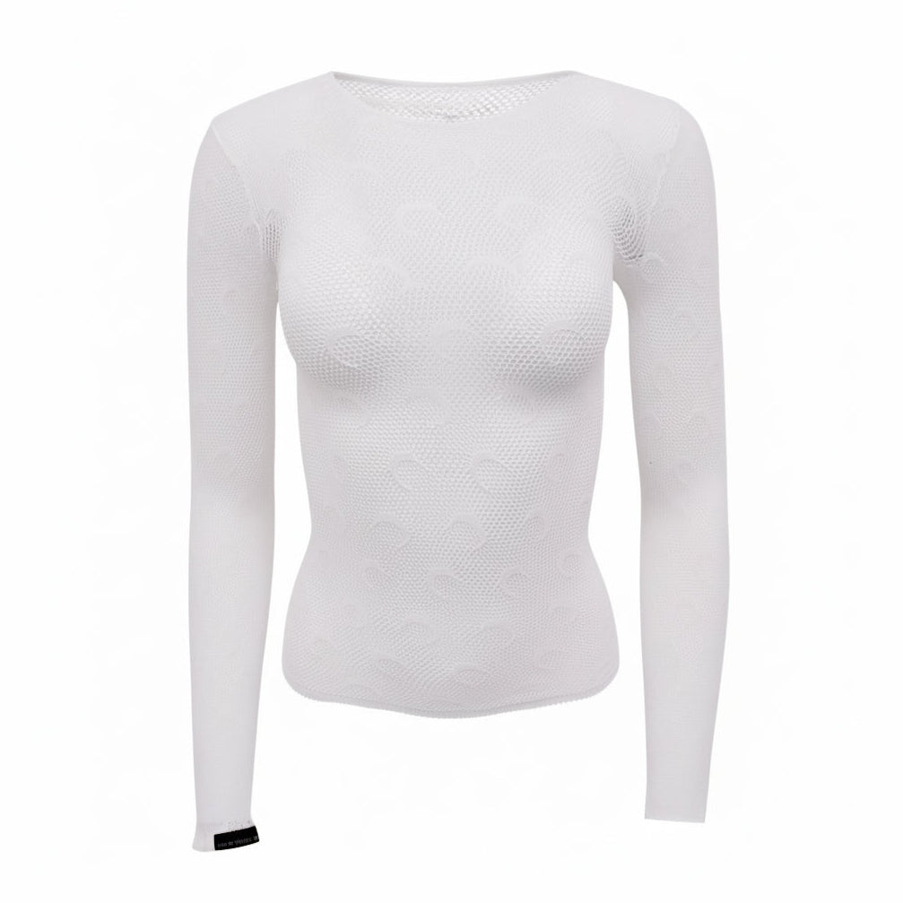 MARINE SERRE WHITE SHEER MESH MOON TOP - SIZE S