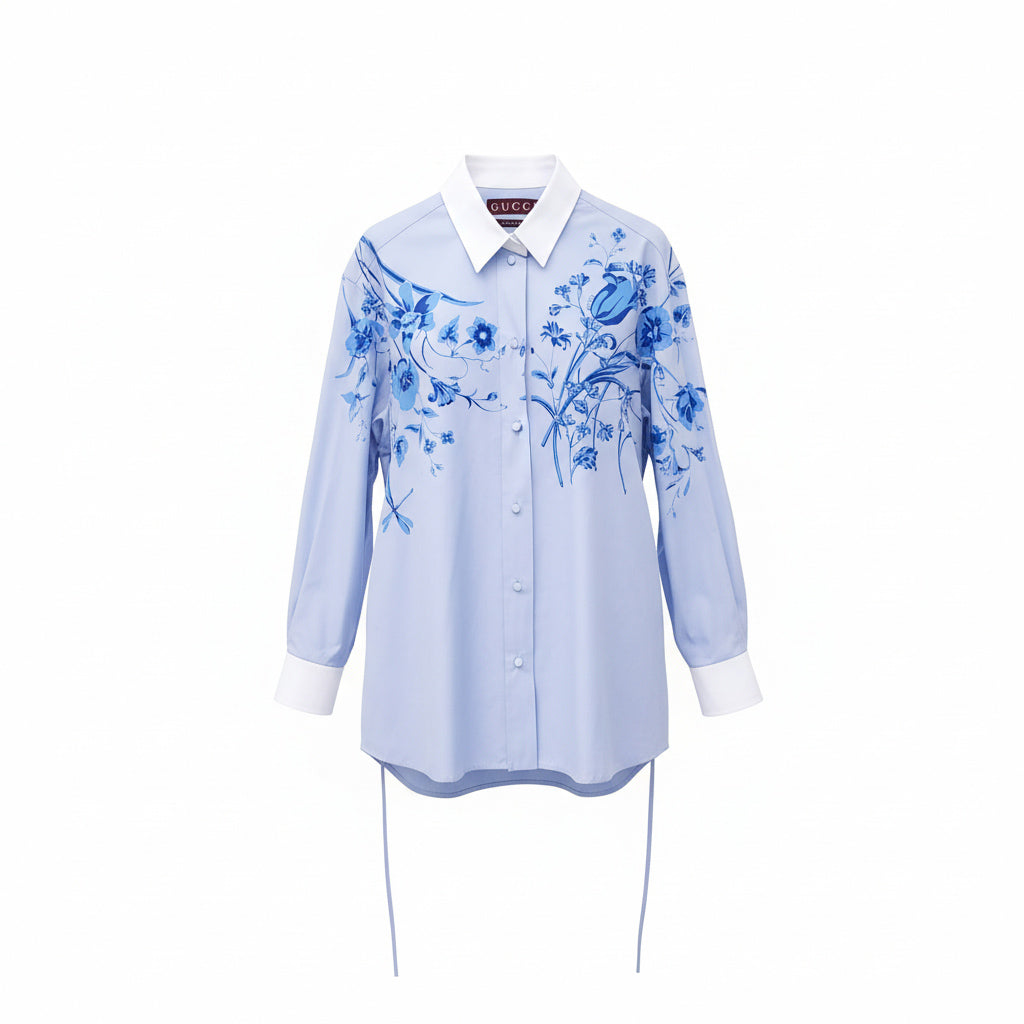GUCCI FLORAL COTTON BLOUSE - SIZE 42