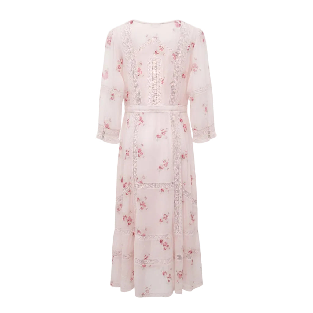 LOVESHACKFANCY BLUSH MAXI FLORAL COTTON DRESS - SIZE 8