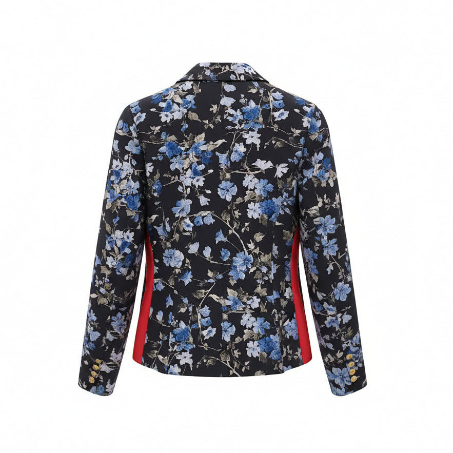 SMYTHE BLACK AND BLUE FLORAL EMBROIDERED BLAZER - SIZE 4