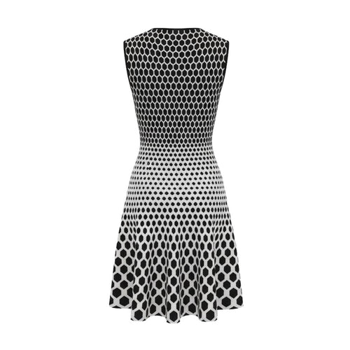 ALEXANDER MCQUEEN BLACK AND WHITE HONEYCOMB PRINT DRESS - SIZE L