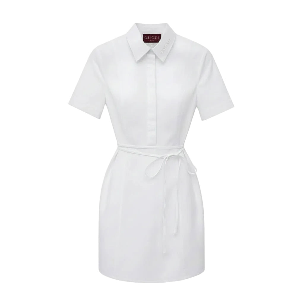GUCCI WHITE POPLIN DRESS - SIZE 38