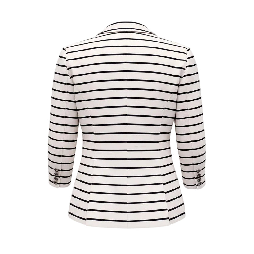 SMYTHE WHITE AND BLACK STRIPED BLAZER - SIZE 4