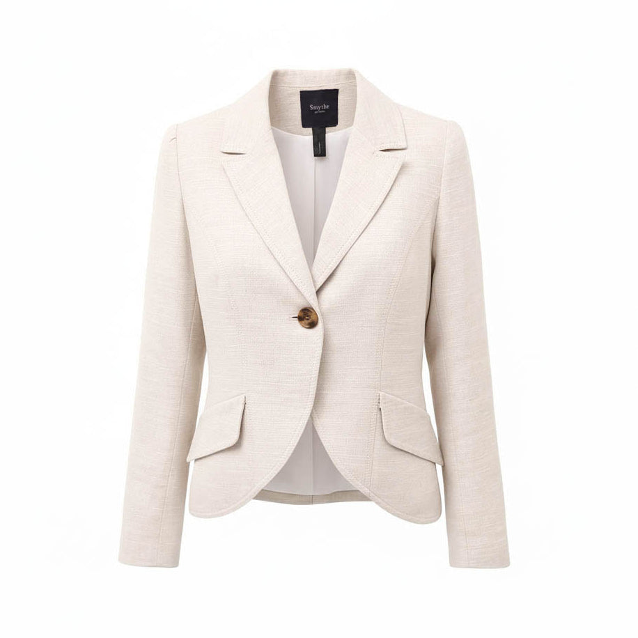 SMYTHE CREAM LINEN BLAZER - SIZE 8