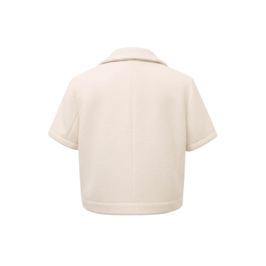 CELINE CREAM TWEED SHORT SLEEVE JACKET - SIZE 38