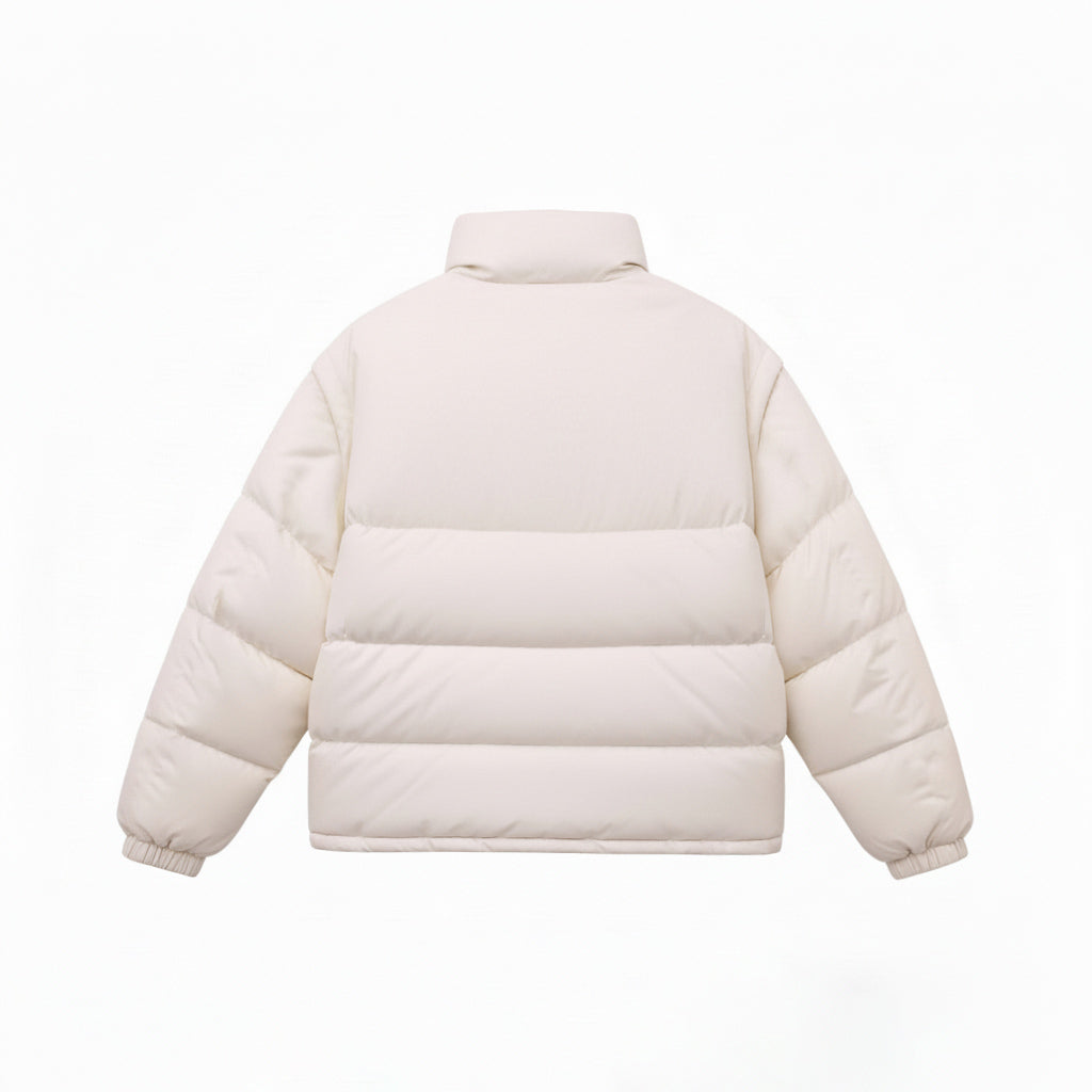 GUCCI CREAM PUFFER JACKET WITH LOGO AND REMOVABLE SLEEVES - SIZE 38
