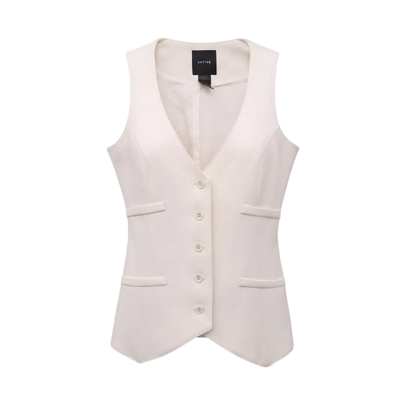 SMYTHE CREAM SUIT SET (BLAZER & VEST) - SIZE 8
