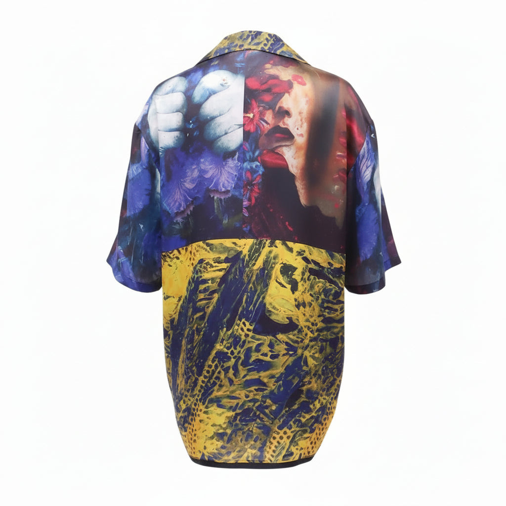 OTTOLINGER SILK LUCIE STAHL PRINT SHIRT - SIZE XS (OVERSIZED)