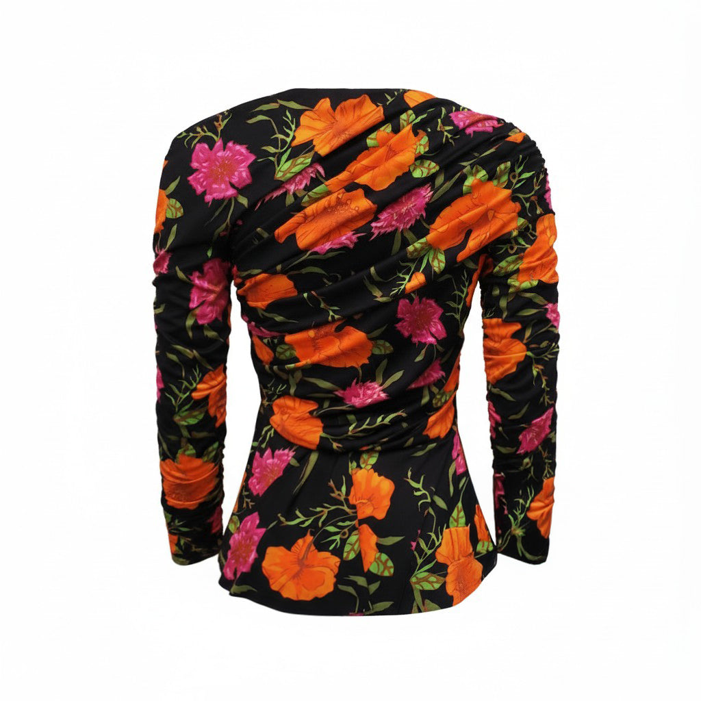 BALENCIAGA 2016 FLORAL PRINT PEPLUM BOUSE - SIZE 40